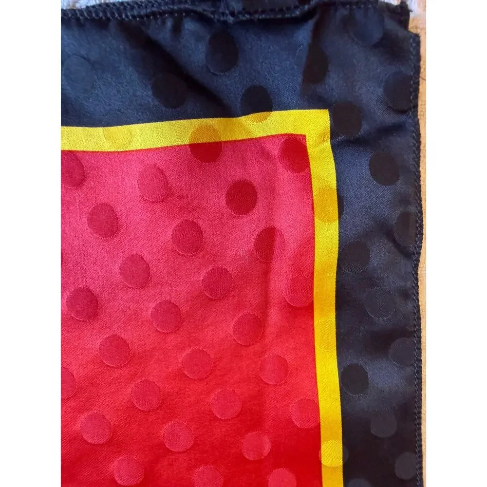 VTG Carolina Herrera Bold Red Yellow & Black Silk Polkadot Neck Scarf Old Money